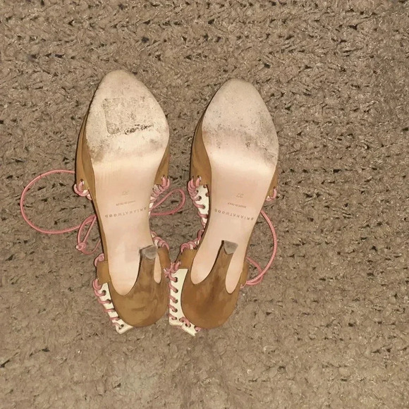 Vintage BRIAN ATWOOD-BITCHIN-Tan Nubuck/Pink Laces-Corset Style-Stilettos-Sz 37 - Picture 8 of 8